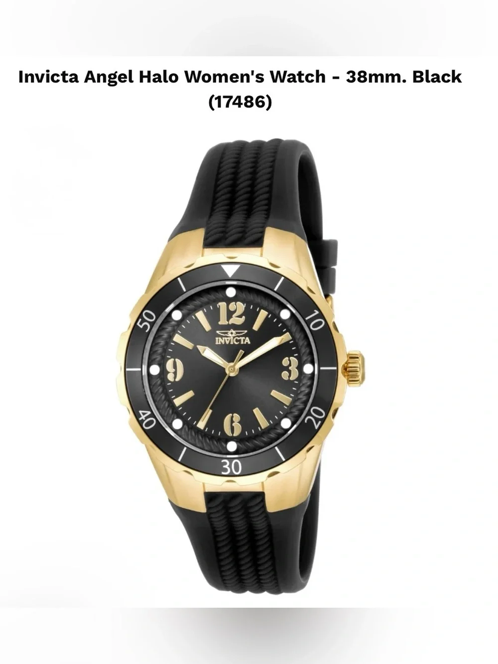 NIB Invicta Angel Halo Women's Watch - 38mm. Black